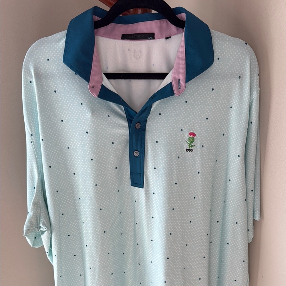 Greyson Light Blue Polo with Pink and Blue Accents